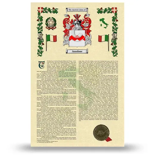 Ansalone Armorial History with Coat of Arms