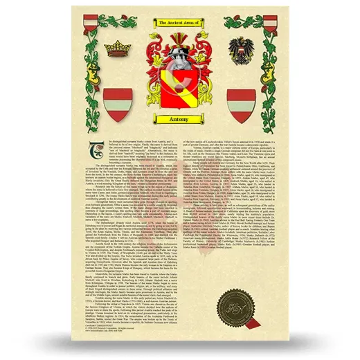 Antony Armorial History with Coat of Arms