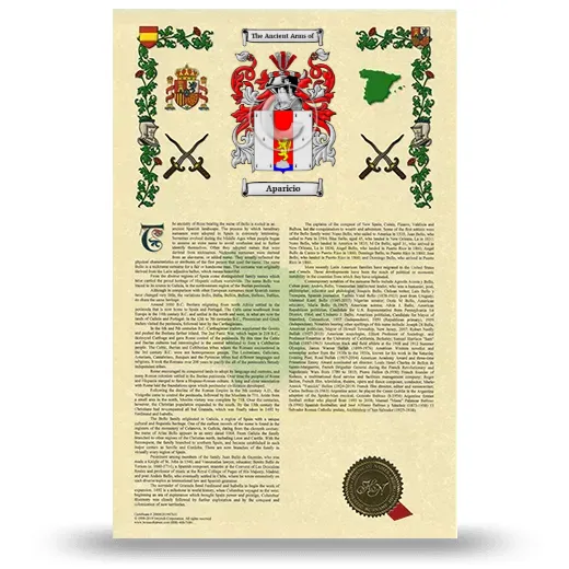 Aparicio Armorial History with Coat of Arms