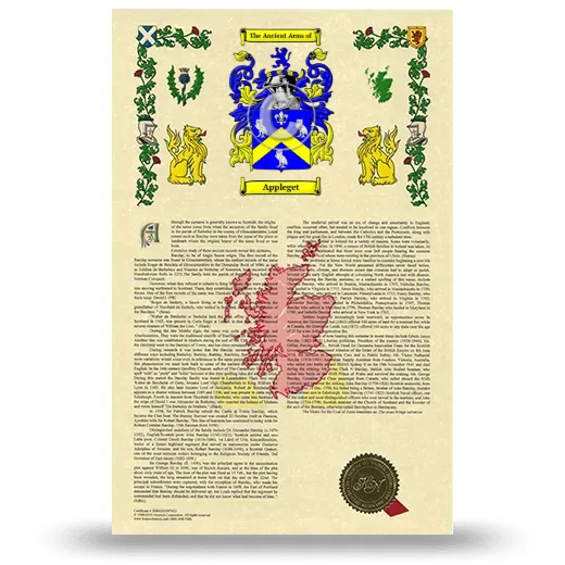 Appleget Armorial History with Coat of Arms