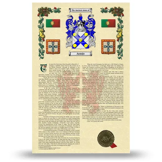 Araujo Armorial History with Coat of Arms