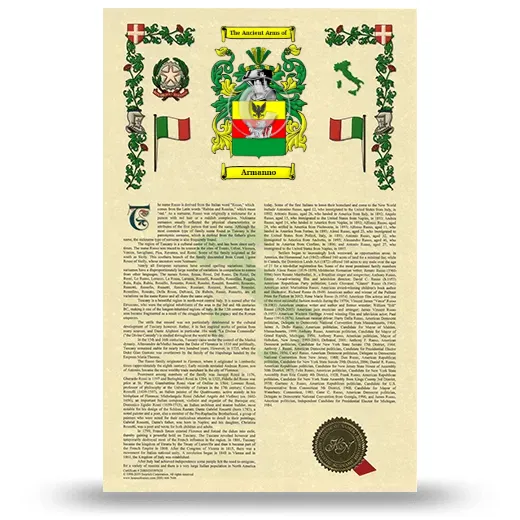 Armanno Armorial History with Coat of Arms