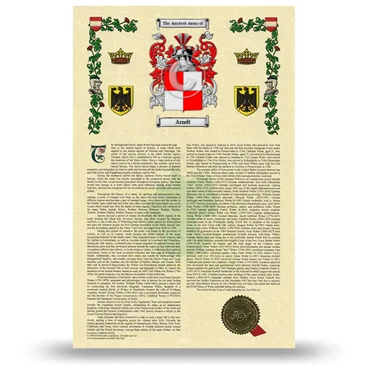 Arndt Armorial History with Coat of Arms