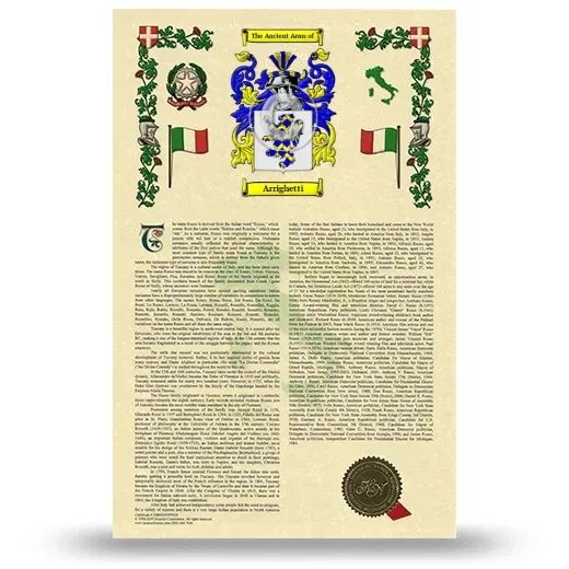 Arrighetti Armorial History with Coat of Arms