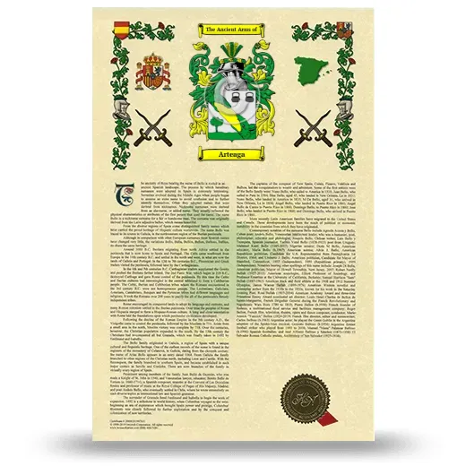 Arteaga Armorial History with Coat of Arms