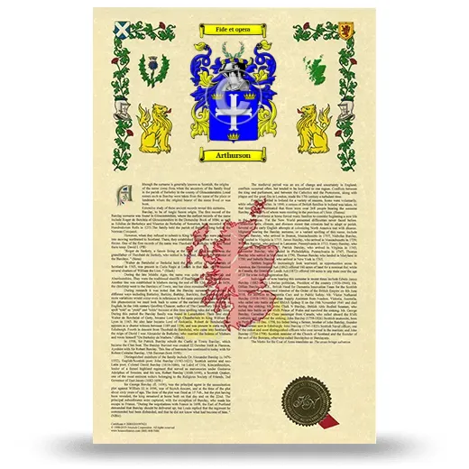 Arthurson Armorial History with Coat of Arms