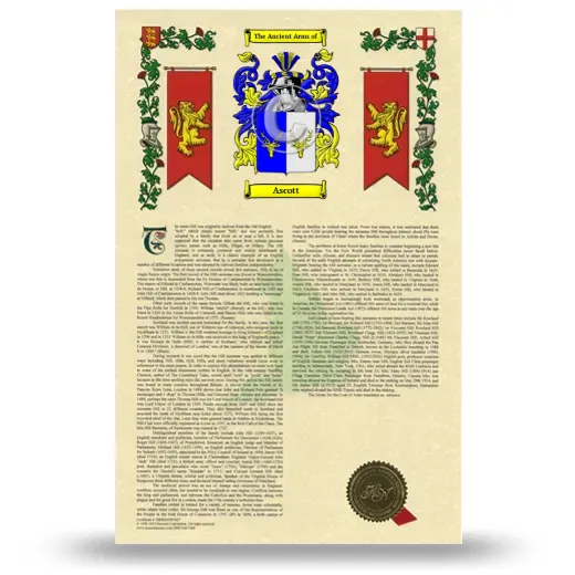 Ascott Armorial History with Coat of Arms