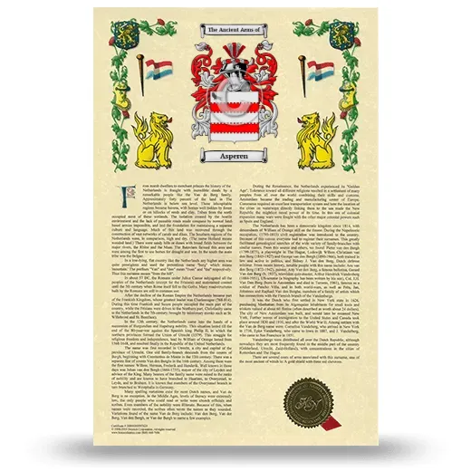 Asperen Armorial History with Coat of Arms