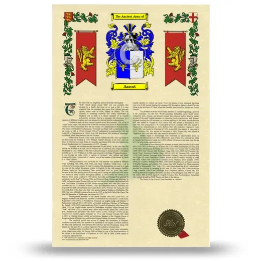 Asscot Armorial History with Coat of Arms