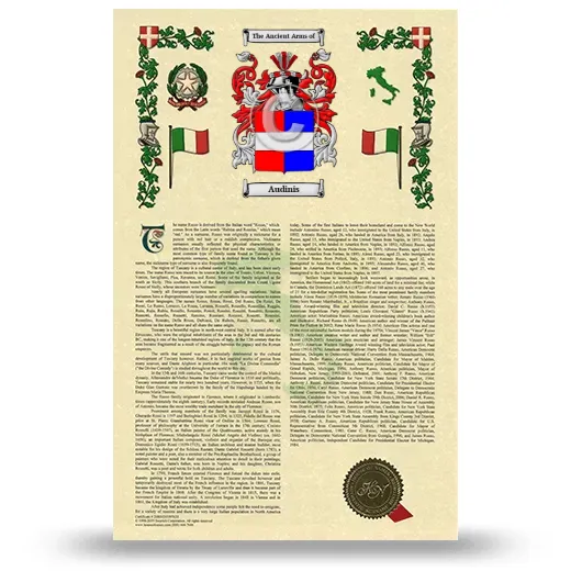 Audinis Armorial History with Coat of Arms