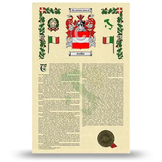 Aveller Armorial History with Coat of Arms