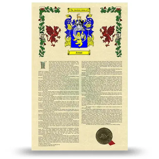 Avent Armorial History with Coat of Arms