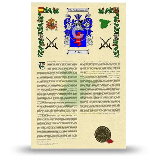 Avilas Armorial History with Coat of Arms