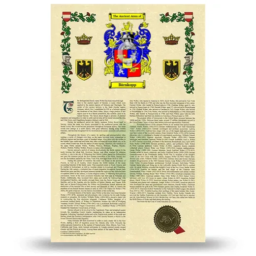 Bärnkopp Armorial History with Coat of Arms