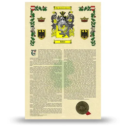 Babst Armorial History with Coat of Arms