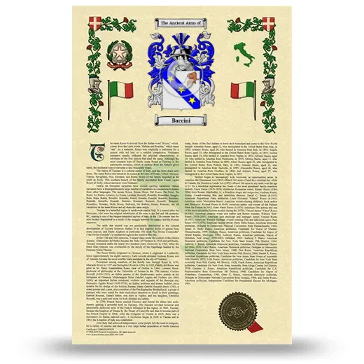Baccini Armorial History with Coat of Arms