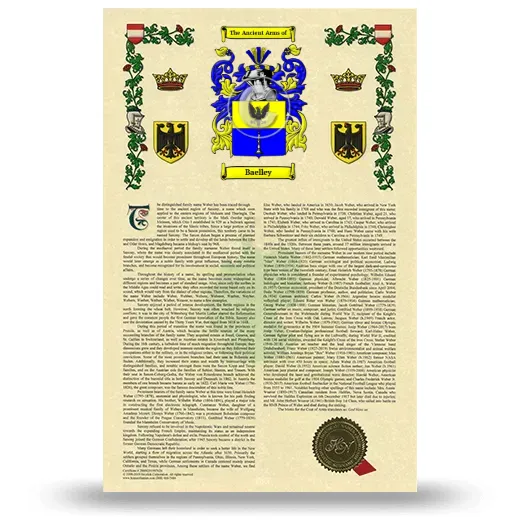 Baelley Armorial History with Coat of Arms
