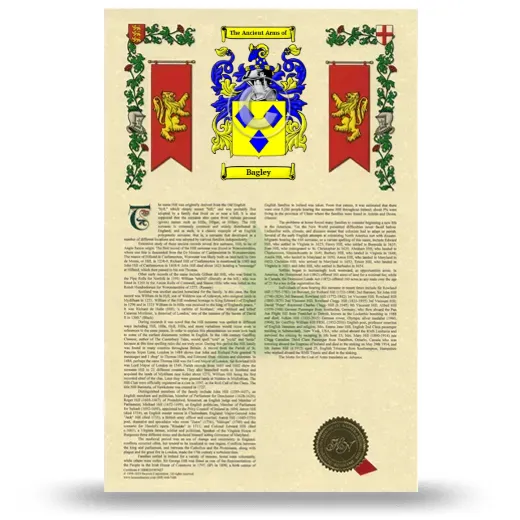 Bagley Armorial History with Coat of Arms