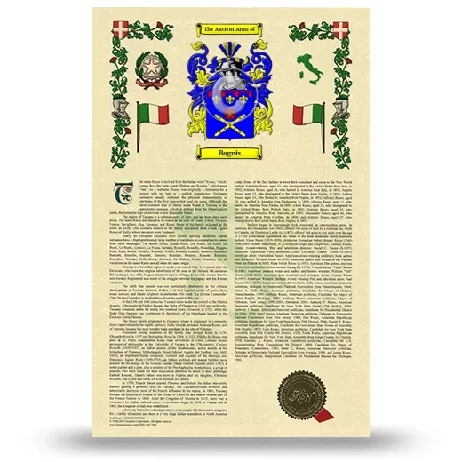 Bagnis Armorial History with Coat of Arms