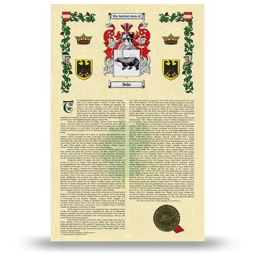 Bahr Armorial History with Coat of Arms