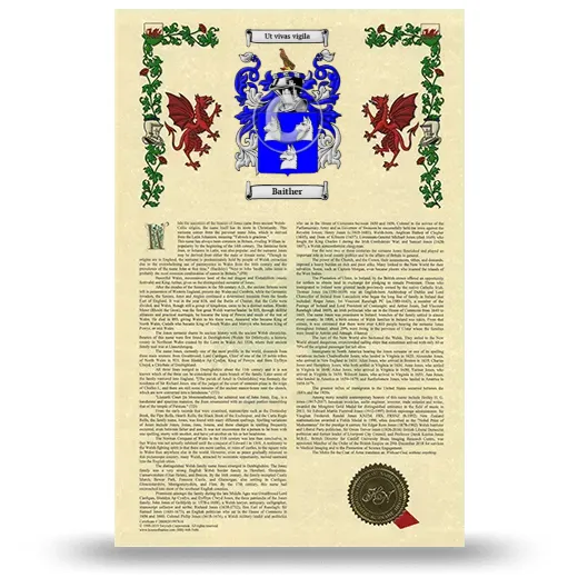 Baither Armorial History with Coat of Arms