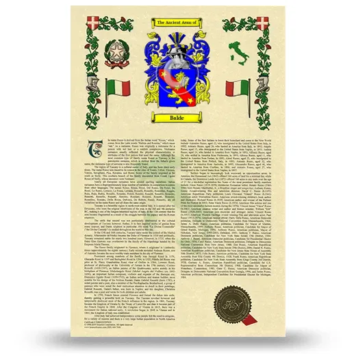 Balde Armorial History with Coat of Arms