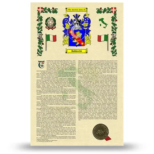 Baldecchi Armorial History with Coat of Arms