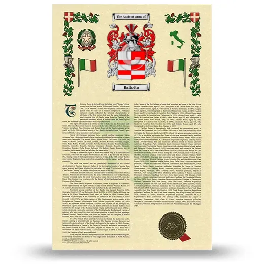 Ballotta Armorial History with Coat of Arms