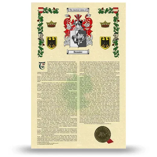 Bannier Armorial History with Coat of Arms