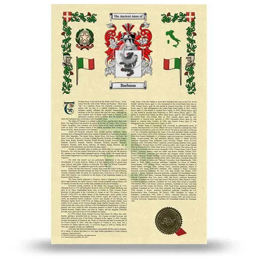 Barbana Armorial History with Coat of Arms