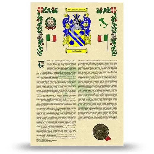 Barbarisi Armorial History with Coat of Arms