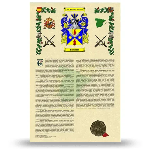 Barberia Armorial History with Coat of Arms