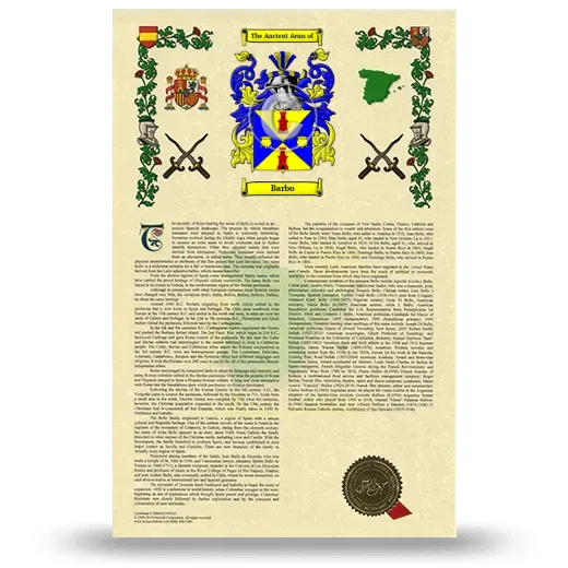 Barbo Armorial History with Coat of Arms