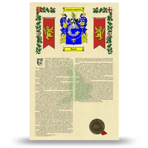 Barch Armorial History with Coat of Arms