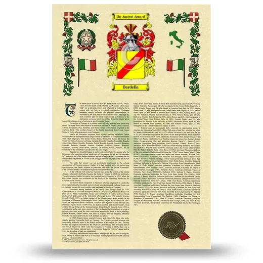Bardella Armorial History with Coat of Arms