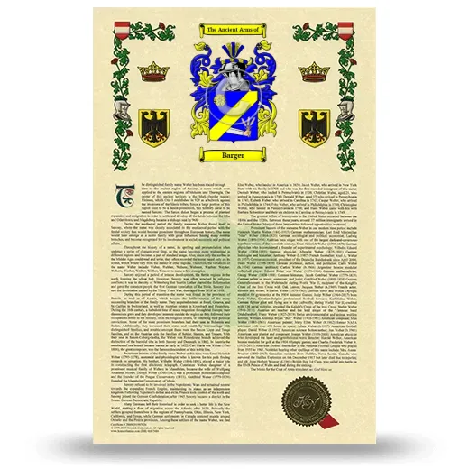 Barger Armorial History with Coat of Arms