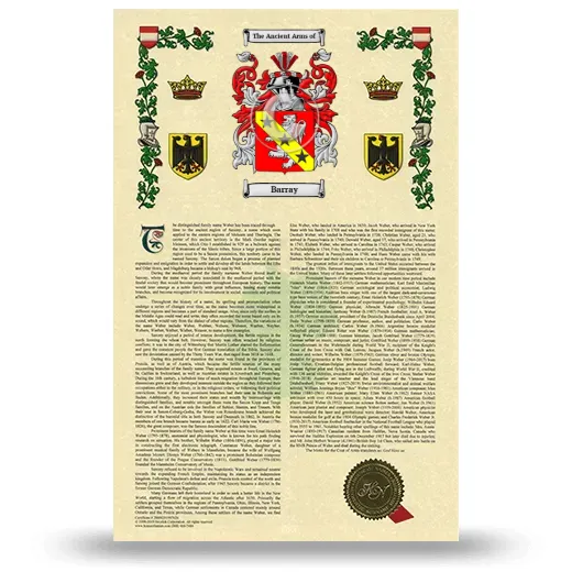 Barray Armorial History with Coat of Arms