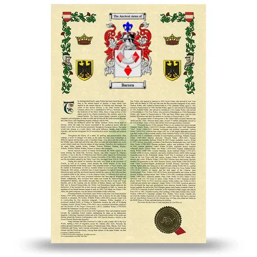 Barsen Armorial History with Coat of Arms