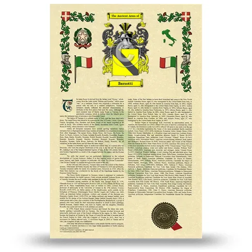 Barsotti Armorial History with Coat of Arms