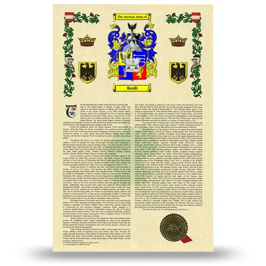 Basili Armorial History with Coat of Arms