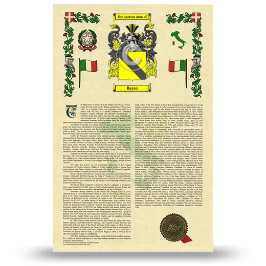 Basso Armorial History with Coat of Arms