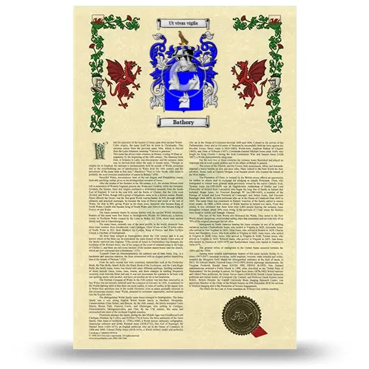 Bathory Armorial History with Coat of Arms