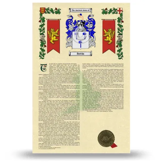 Battin Armorial History with Coat of Arms