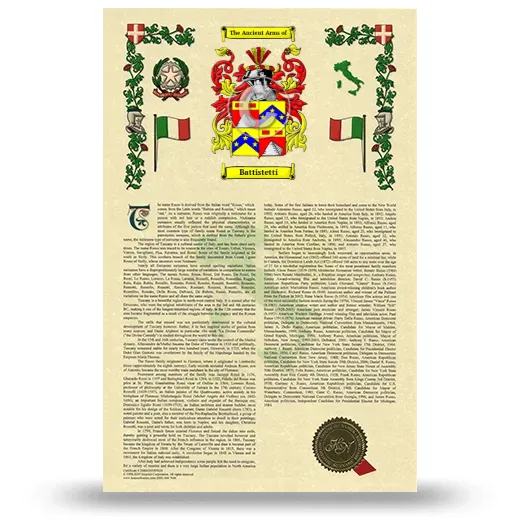 Battistetti Armorial History with Coat of Arms
