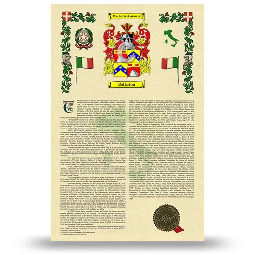 Battiston Armorial History with Coat of Arms