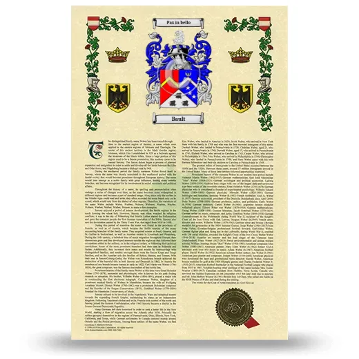 Bault Armorial History with Coat of Arms