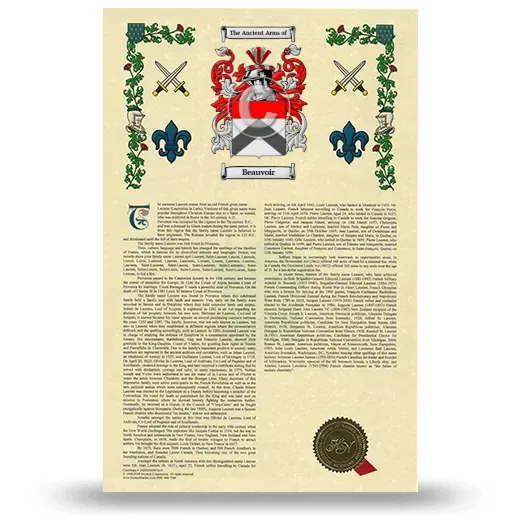 Beauvoir Armorial History with Coat of Arms