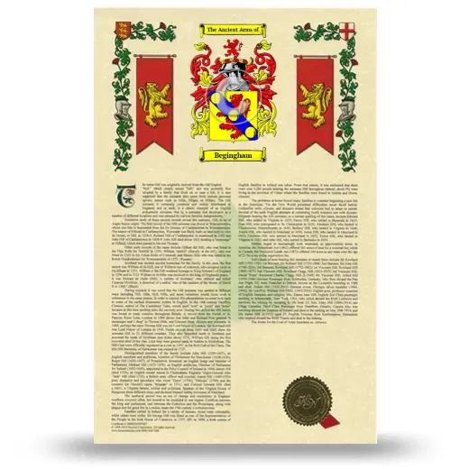Begingham Armorial History with Coat of Arms