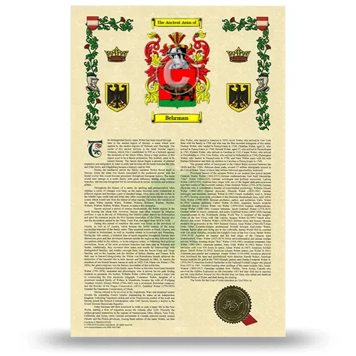 Behrman Armorial History with Coat of Arms