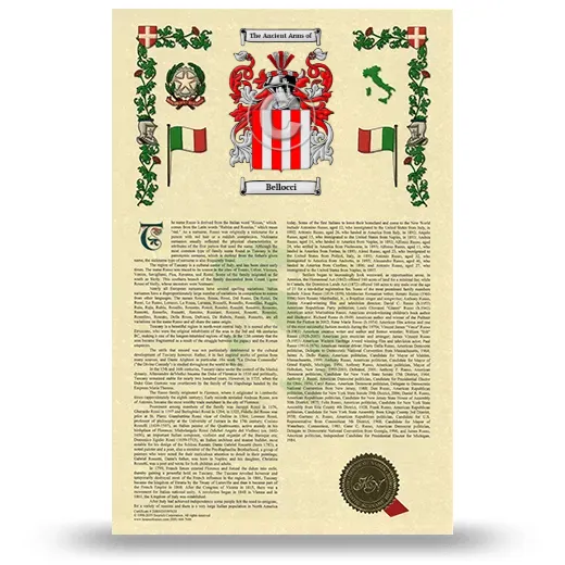 Bellocci Armorial History with Coat of Arms